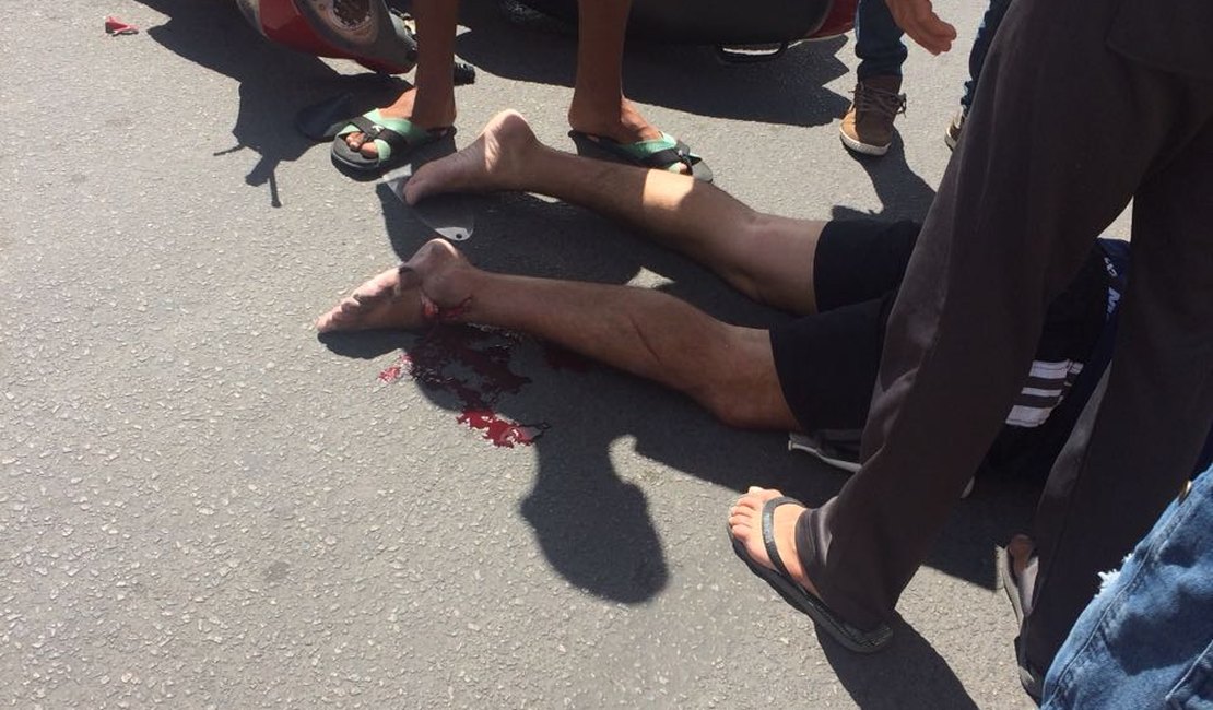 Motociclista fica ferido após sofrer acidente em Arapiraca