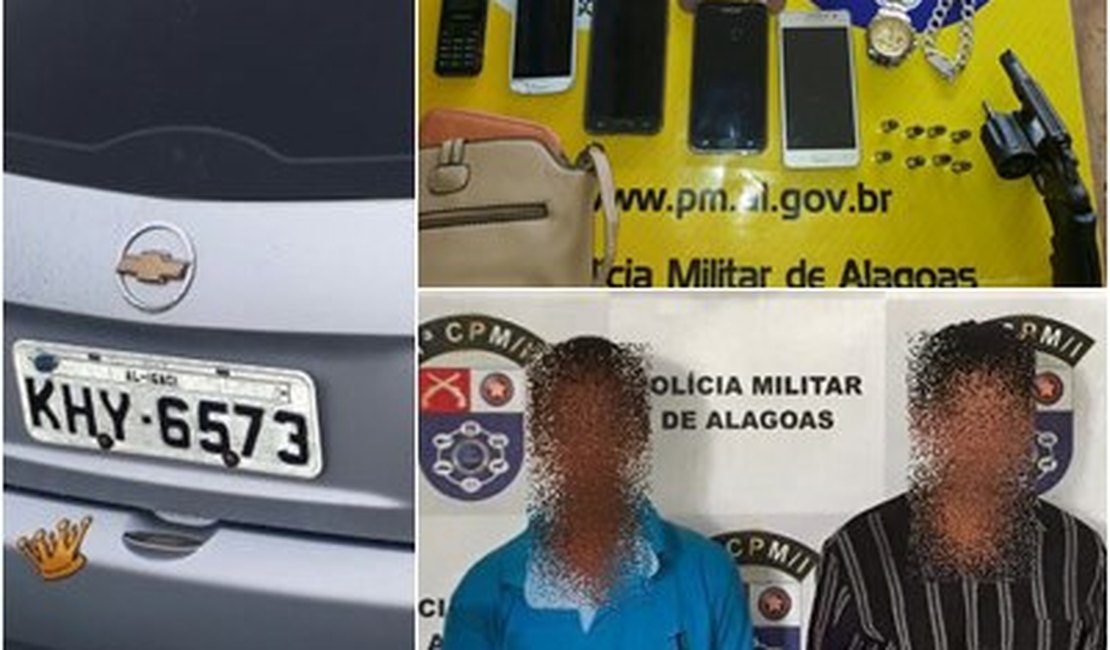 PM prende dupla com arma e carro roubado em São Miguel dos Campos