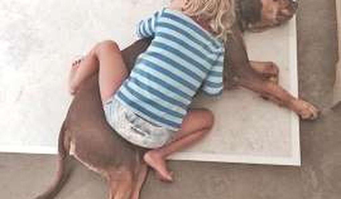 Gisele Bündchen exibe foto da filha abraçando seu cachorro
