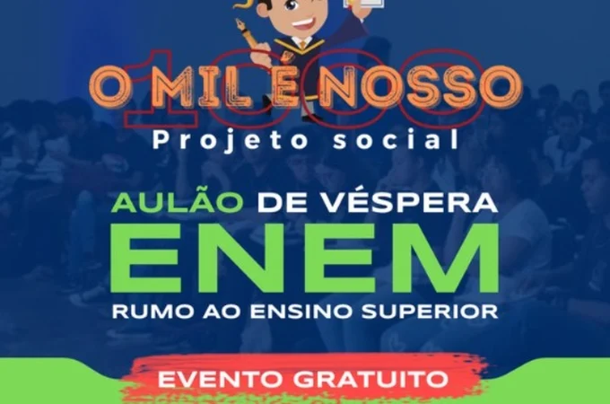 Projeto 'O Mil é Nosso' abre inscrições para aulão gratuito para o Enem