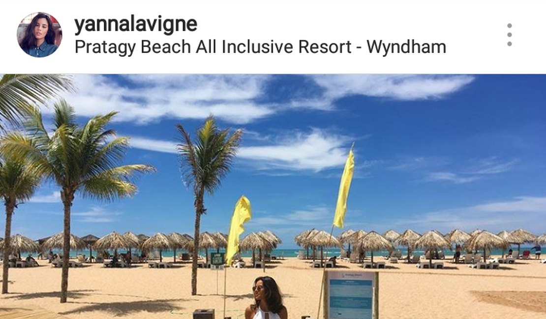 Atriz Yanna Lavigne posta foto aproveitando folga em resort alagoano