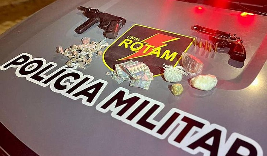 Seis armas de fogo, munições e drogas são apreendidas pela PM em Maceió e Arapiraca