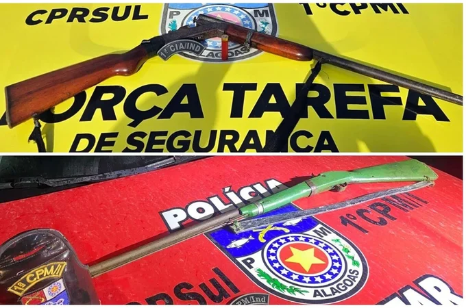 Polícia Militar apreende espingardas em Campo Alegre e São Miguel dos Campos