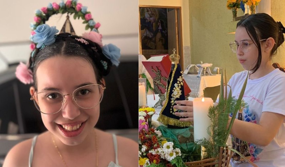 Filha de alagoana, de apenas 10 anos, faz “cabelo maluco” em homenagem a Nossa Senhora Aparecida