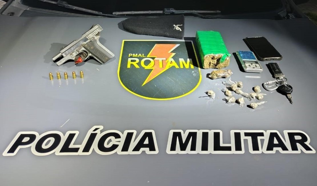 Em ações de combate ao tráfico, PM-AL apreende drogas e arma na parte alta de Maceió