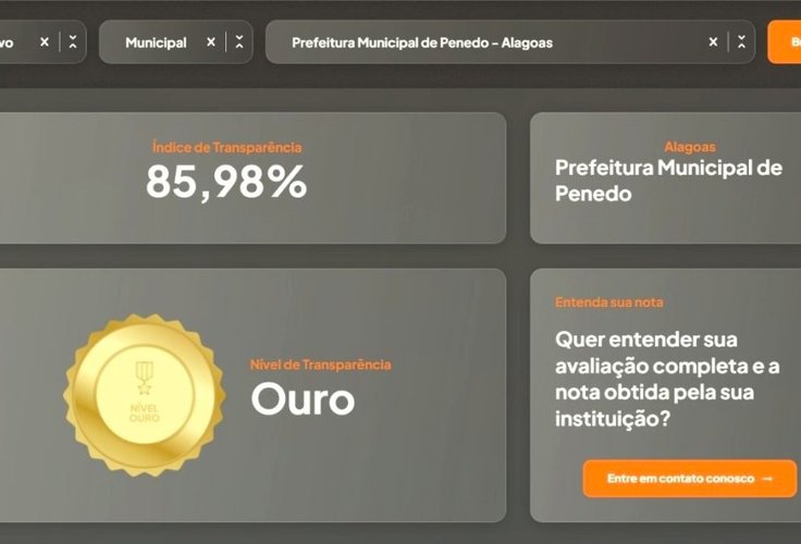 Prefeitura de Penedo tem a 5ª melhor transparência pública de Alagoas