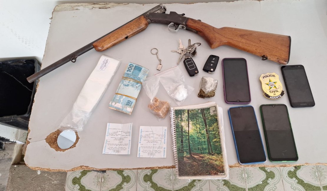 Operação apreende drogas, armas e carros clonados em Feira Grande; dois homens foram presos