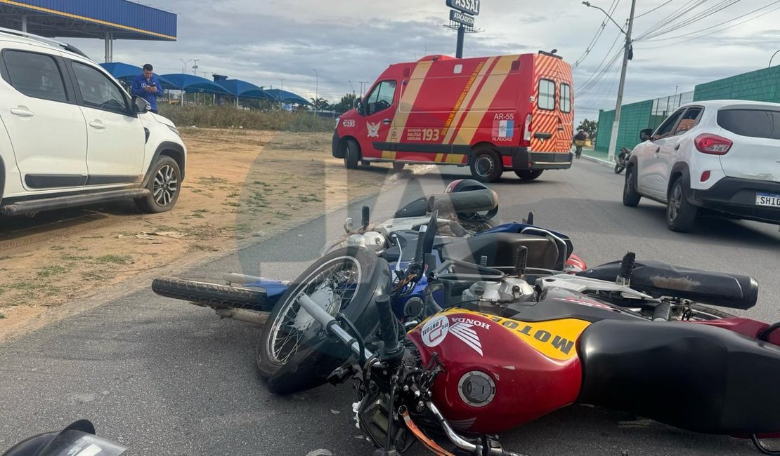 Colisão entre motocicletas deixa ferido no bairro Planalto, em Arapiraca