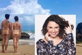 Atriz do SBT, ex-Chiquitita vai à praia de nudismo com o marido