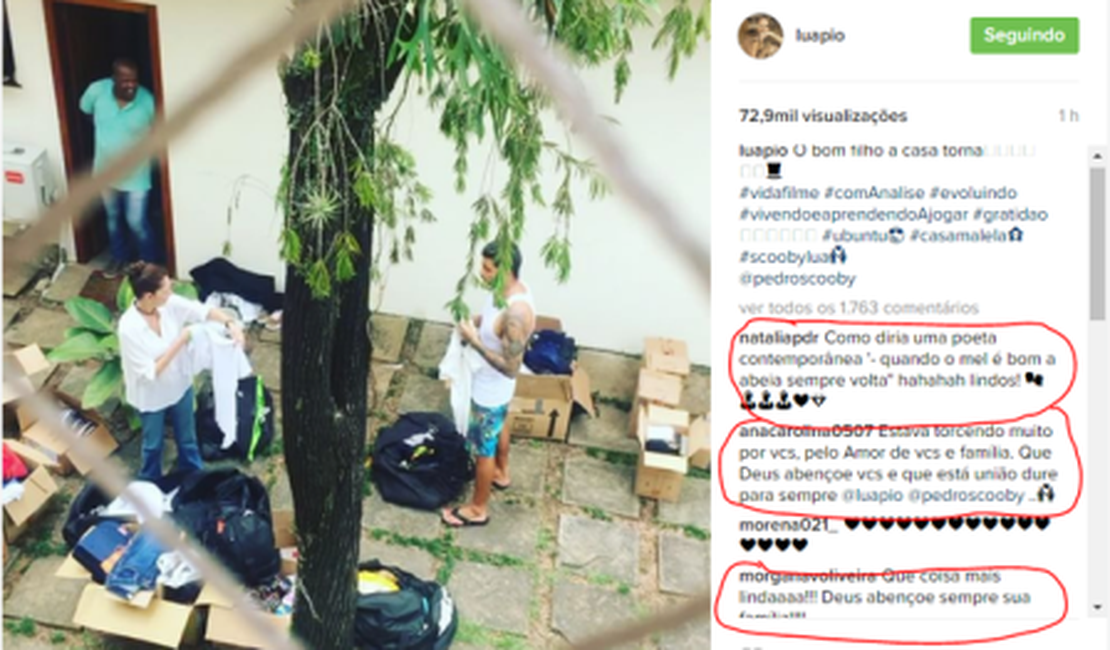 Luana Piovani e Pedro Scooby reatam casamento: 'Ele voltou pra casa'