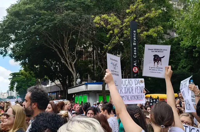 Centenas de pessoas em São Paulo pedem justiça pelo cão Orelha