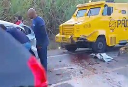 Colisão entre automóvel e carro-forte deixa três mortos em São Luís do Quitunde