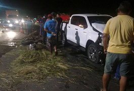 Carroça fica destruída após colisão com picape na AL-110, em Arapiraca