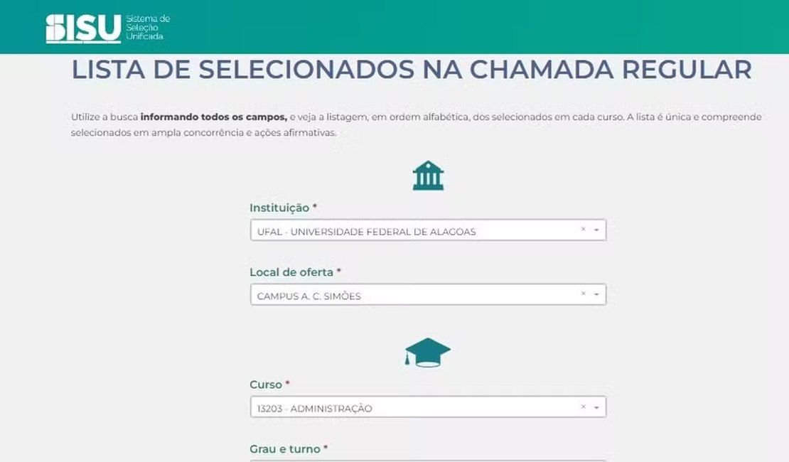 Sisu 2024: divulgada lista de aprovados nas universidades e Instituto Federal de Alagoas