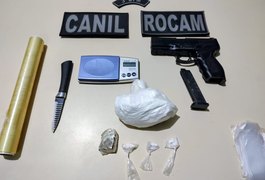 Homem é preso ao ser flagrado com cocaína, maconha e simulacro de arma em Arapiraca