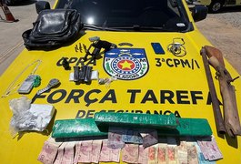 Polícia Militar prende jovem suspeito de tráfico de drogas e apreende armas no interior de Alagoas