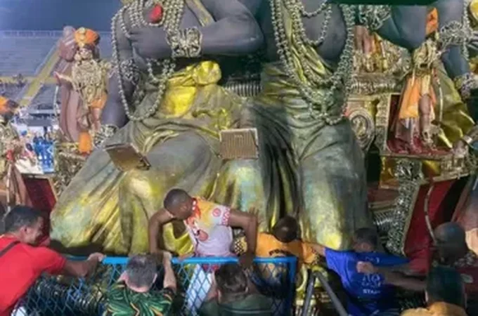 Acidente com carro alegórico deixa ao menos 3 feridos na Sapucaí