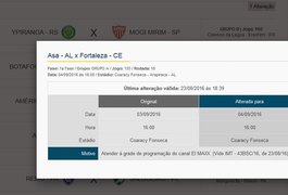 Para atender pedido de TV, CBF altera data da partida entre ASA e Fortaleza