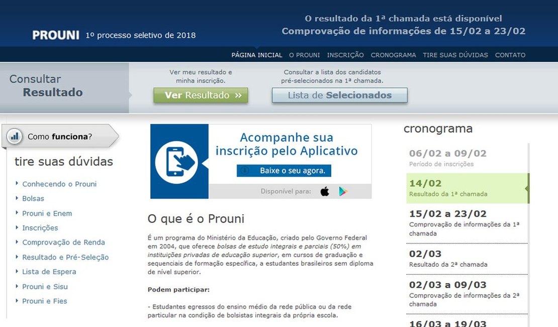 Prouni divulga resultado com listas de aprovados; site apresenta problema