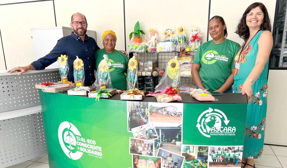 Associação de catadores começa a vender produtos feitos com materiais recicláveis no Fórum de Arapiraca