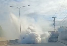 Carro solta fumaça em rodovia AL-110 e assusta motoristas em Arapiraca