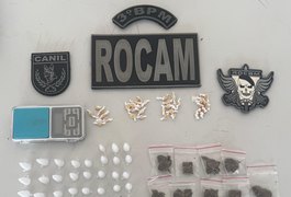 Suspeito de tráfico é preso e polícia apreende maconha, cocaína e crack, em Arapiraca