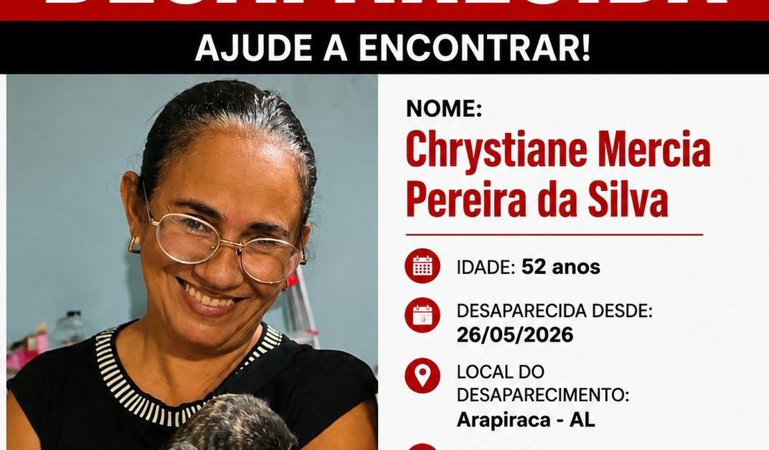 Funcionária pública de Arapiraca está desaparecida e família pede ajuda para encontrá-la