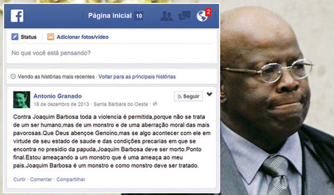 Petista chama Joaquim Barbosa de monstro; PF investiga o caso