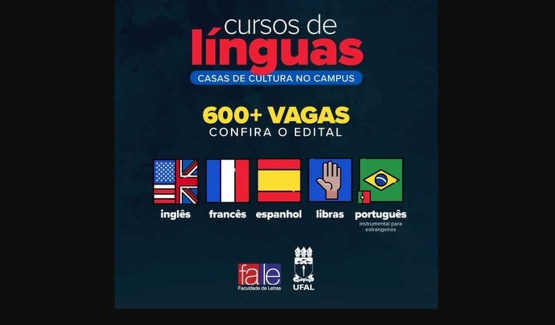 Edital para cursos de línguas abre inscrições de 646 vagas na Ufal