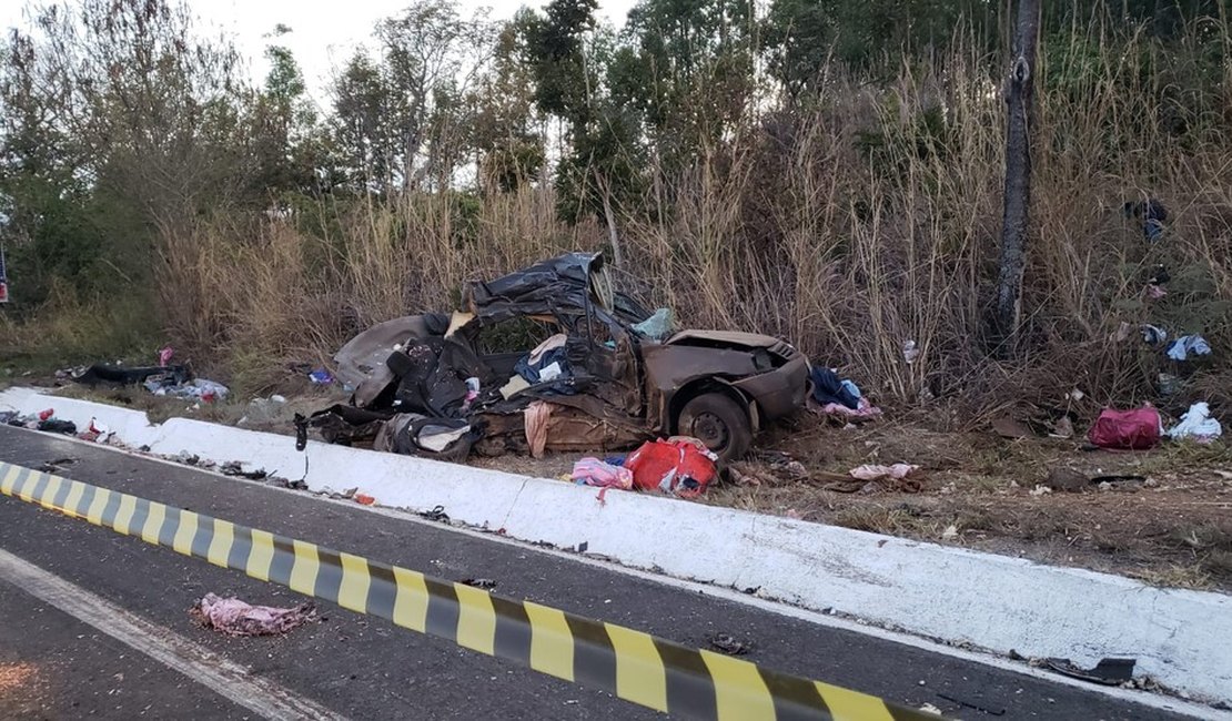 Batida entre caminhão e carro deixa seis mortos na BR-135, em Minas Gerais