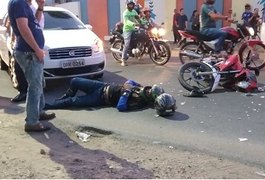 Acidente envolvendo carro e moto deixa homem ferido no bairro Eldorado, em Arapiraca