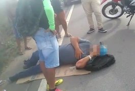 Motociclista bate em animal na pista e fica ferido na AL-115, em Arapiraca