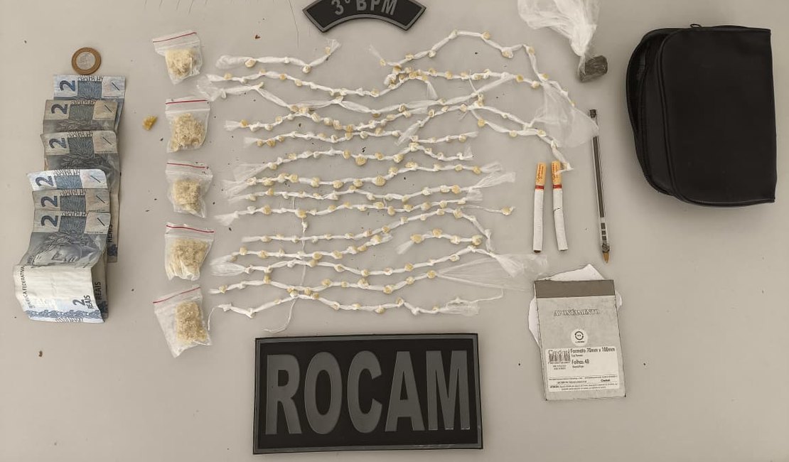 ROCAM do 3º BPM prende suspeito por tráfico de drogas no bairro Cavaco