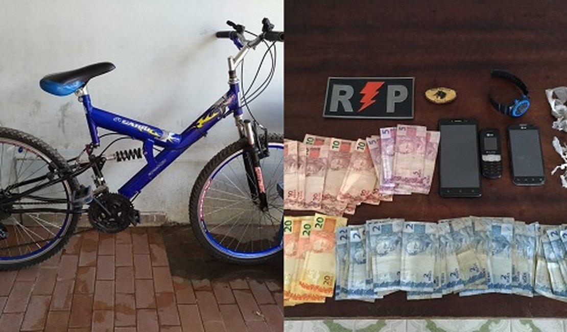 Polícia apreende menores com drogas, dinheiro e bicicleta furtada, no bairro Manoel Teles
