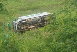 Veículo de transportadora de Arapiraca sai da pista e tomba na AL-220