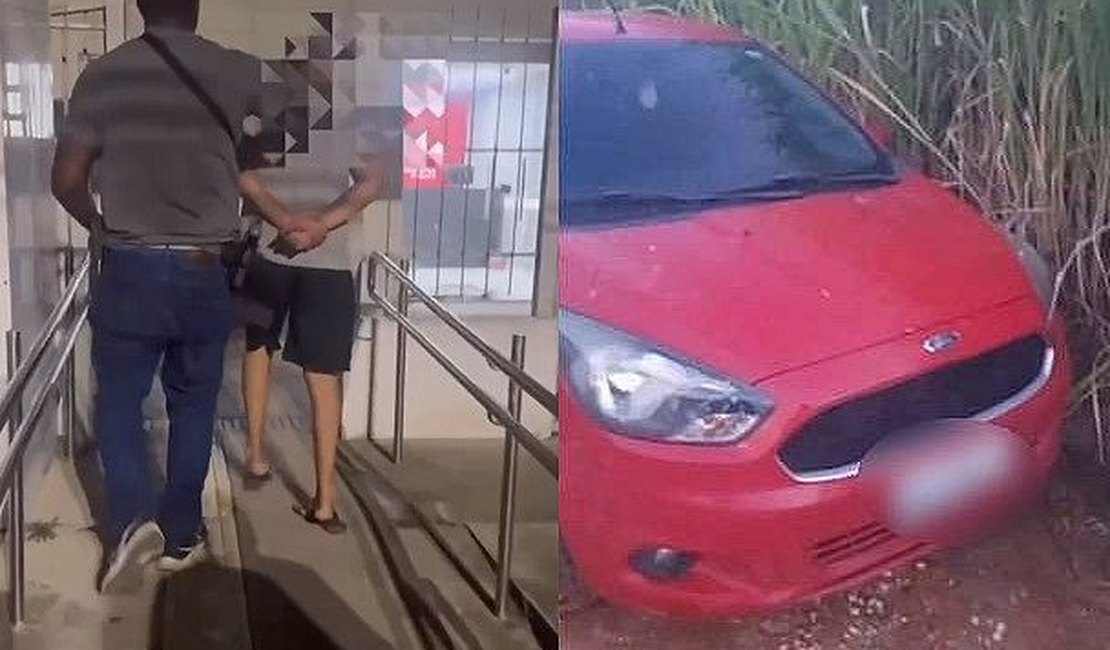 Polícia troca tiros com criminosos, prende um e recupera carro roubado no interior de Alagoas