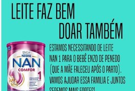 Projeto social arrecada leite para bebê que perdeu a mãe em Penedo