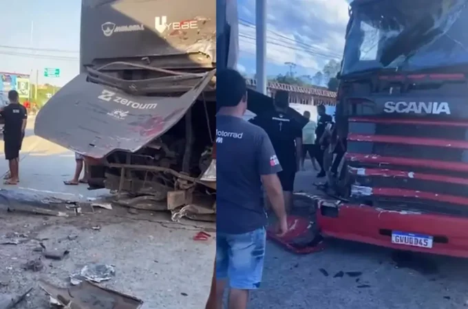Ônibus do cantor Manim Vaqueiro se envolve em acidente na BR-101, em Palmares (PE)