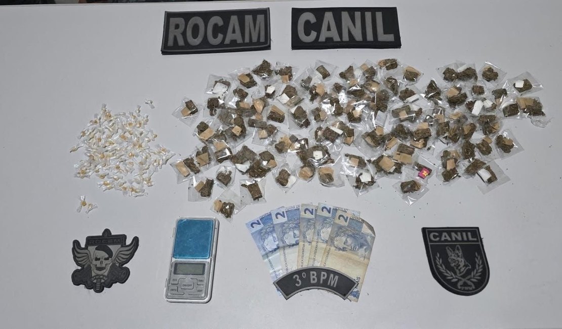 Suspeito é detido com mais de 200 porções de drogas no Conjunto Valentim, em Arapiraca