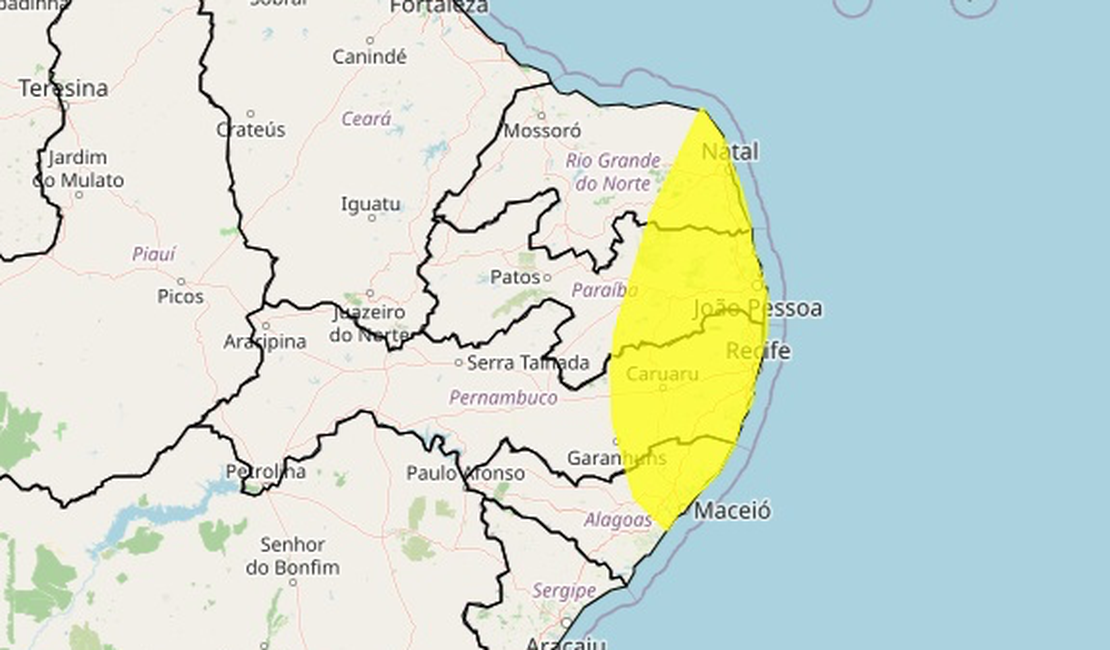 Inmet amplia alerta e coloca quatro cidades de Alagoas em risco de chuvas intensas