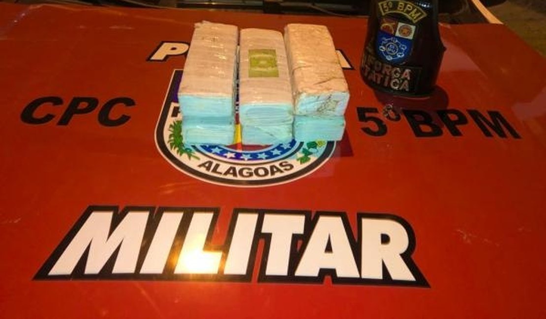 Suspeito é preso ao ser flagrado com 3,8 kg de maconha, em Rio Largo