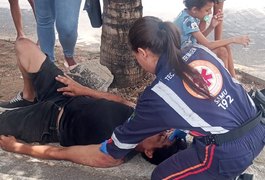 Motociclista fica ferido após sobrar em curva e cair de moto no Residencial Agreste, em Arapiraca