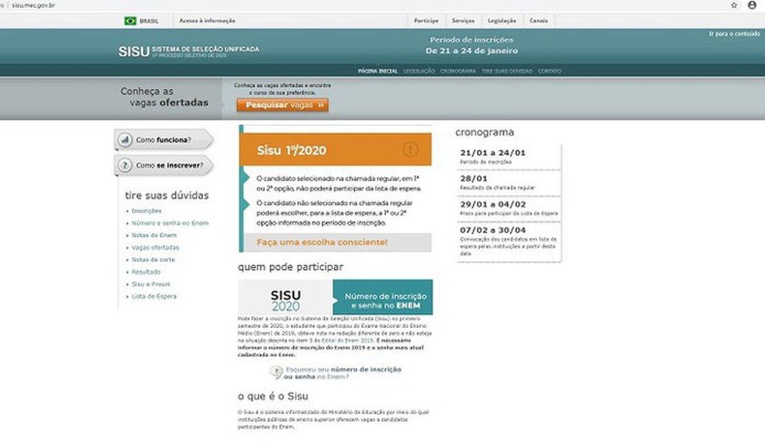 Ufal oferta 5.373 vagas para os seus 108 cursos no Sisu 2020