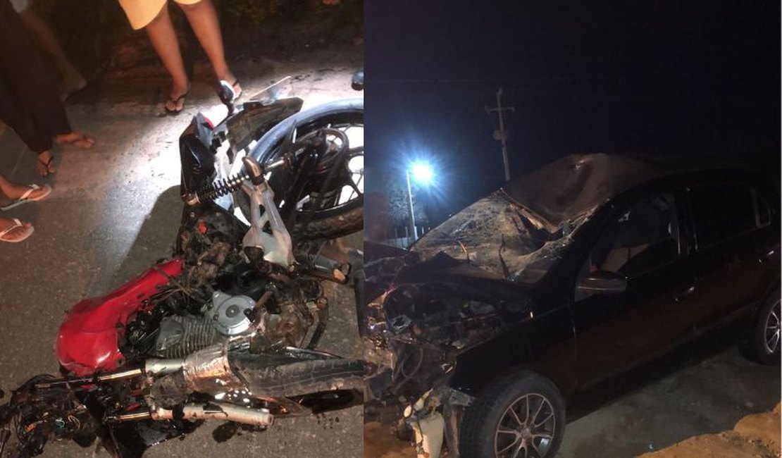 Motociclista morre ao colidir frontalmente com carro de radialista na  na BR-316, no Sertão alagoano