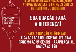 Unidade de Emergência convoca doadores de sangue para atender vítimas de acidente