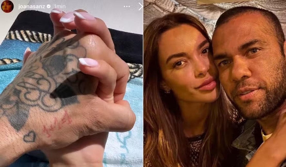 Joana Sanz posta foto de mãos dadas com Daniel Alves após saída do jogador da prisão