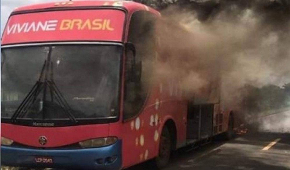 VÍDEO. Ônibus da banda de Viviane Brasil pega fogo na BR-230, no Maranhão