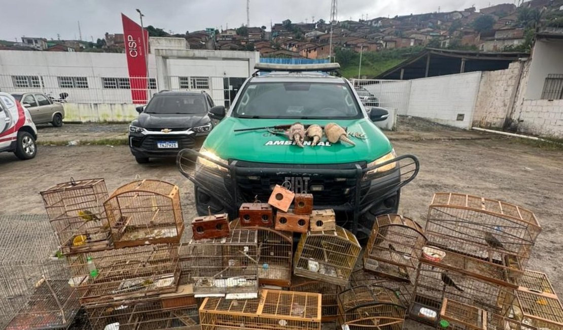 Operação Onda Verde recolhe arma de fogo e mais de 30 animais silvestres no interior alagoano