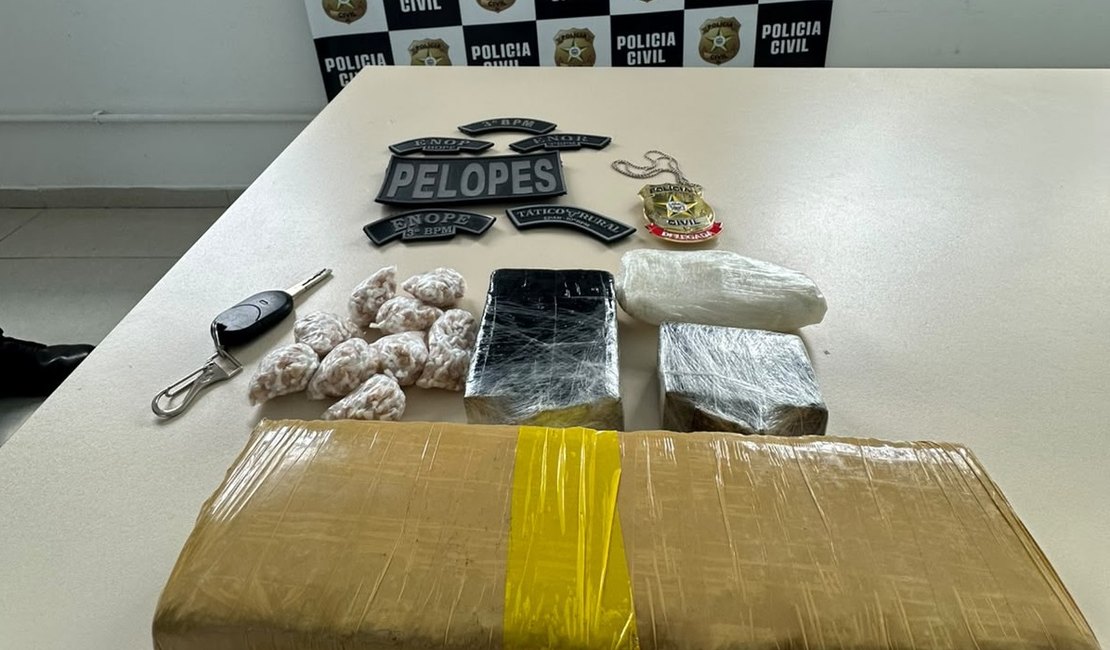 Homem é preso com mais de 1,8 kg de drogas e mandado de prisão em Taquarana