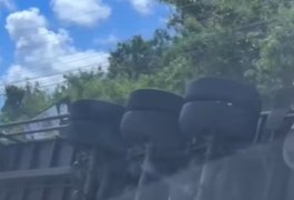 Motorista perde controle de caminhão e tomba veículo em rodovia alagoana